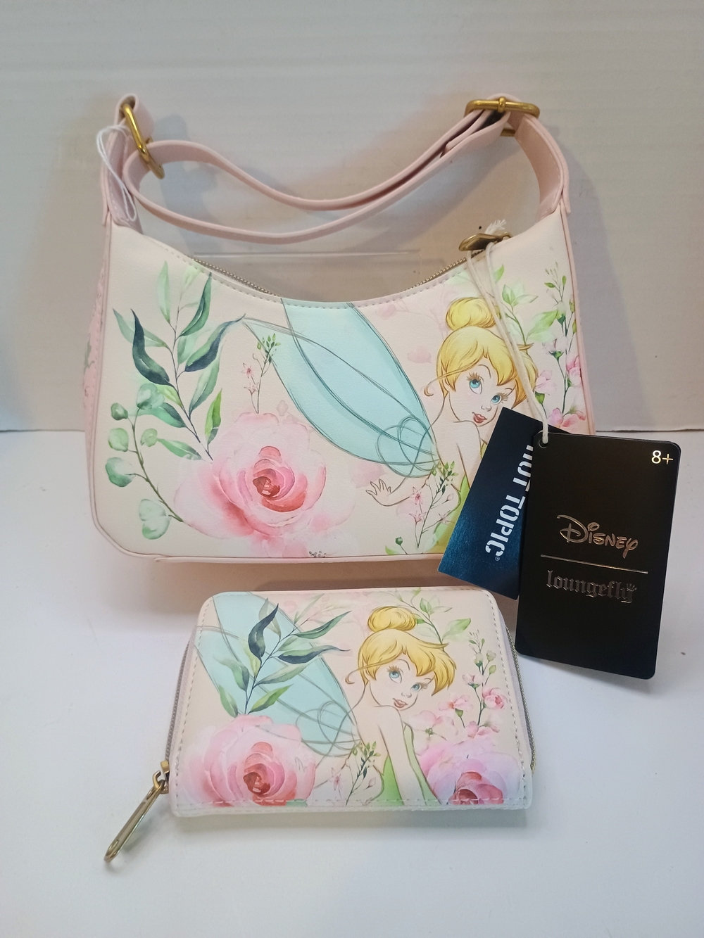 Loungefly Pink Tinker Bell Floral Mini Shoulder Bag & Wallet Set